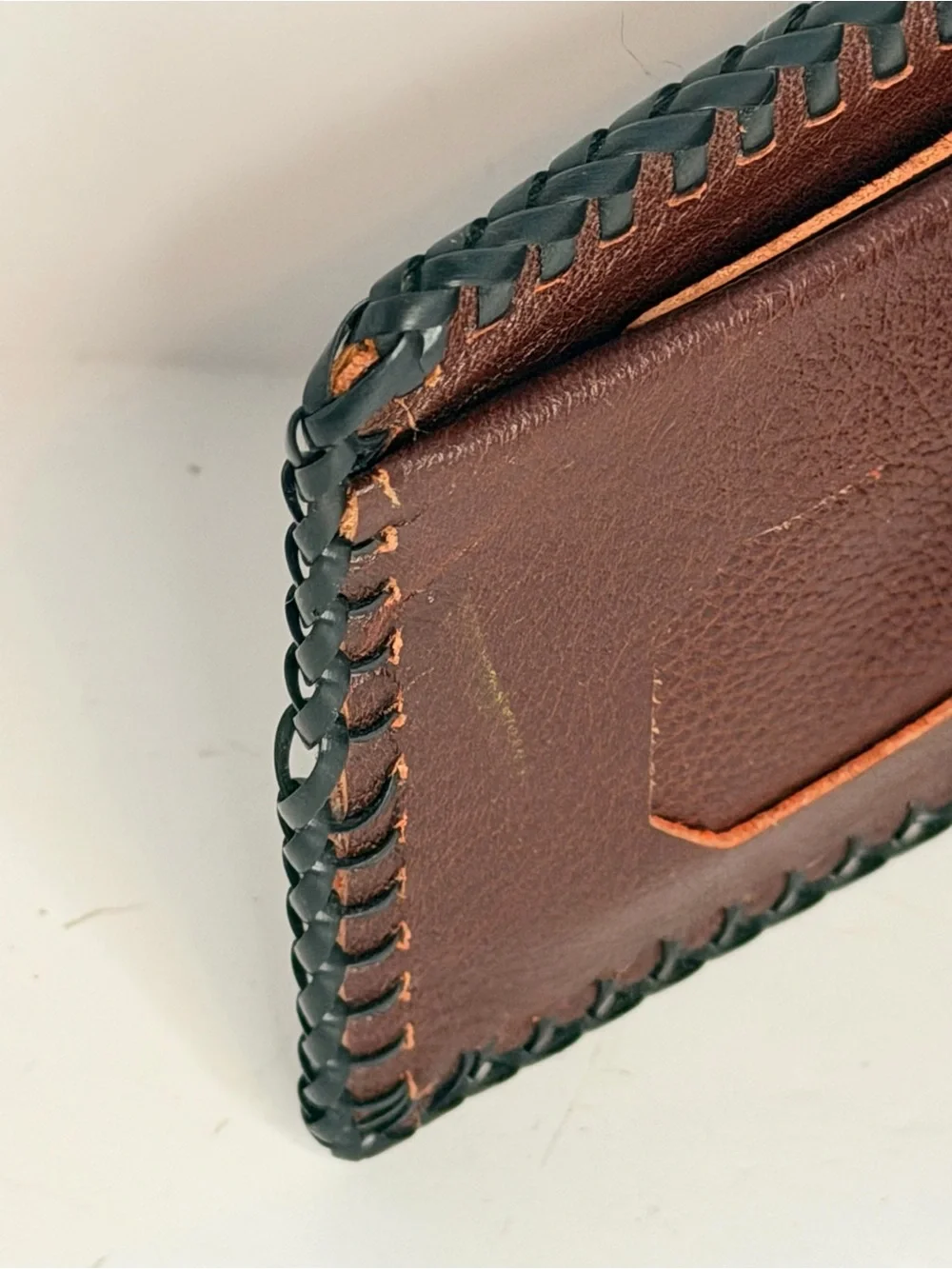 Vintage Tooled Leather Bifold Wallet Deer Eagle Mountain Western Hand Laced
